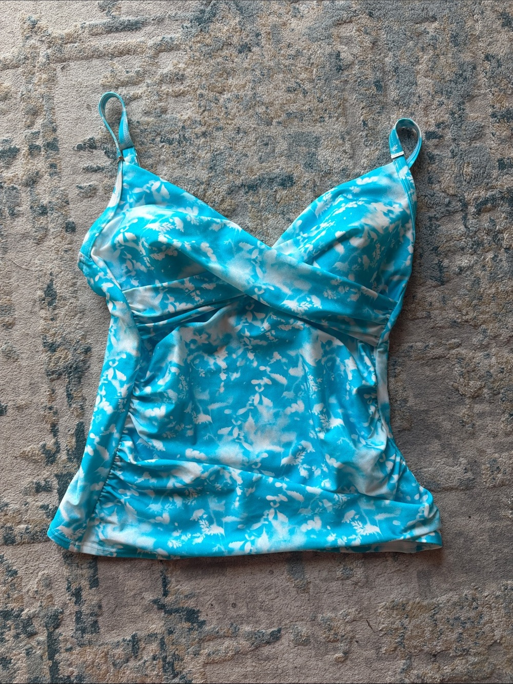 Calvin Klein Aqua Blue Floral Swim Camisole